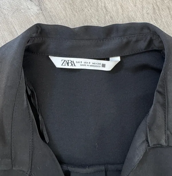 ZARA Cropped Satin Long Sleeve Button Down - Image 2