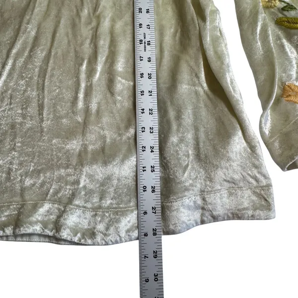 Free People‎ Ember Embroidered Floral Tunic Top Womens Small Cream Velvet NWOT - Image 7