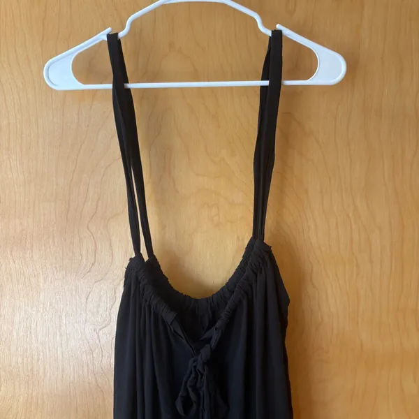 Final Touch Jumpsuit Womens Medium Black Rayon Wide Leg Tie Front JU17315E - Image 4