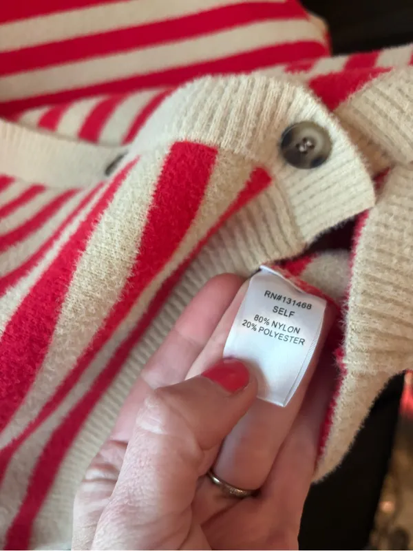 FATE Oversized Stripe Button Cardigan, NWOT Orange - Image 3