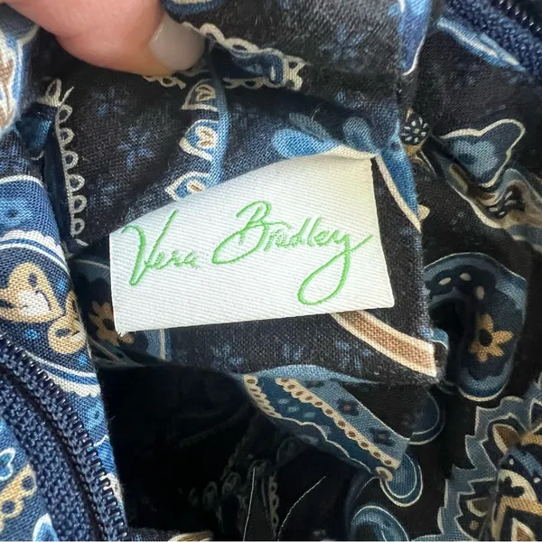 Vera Bradley Deep Night Paisley Blue Beige Crossbody Bag Purse - Image 6