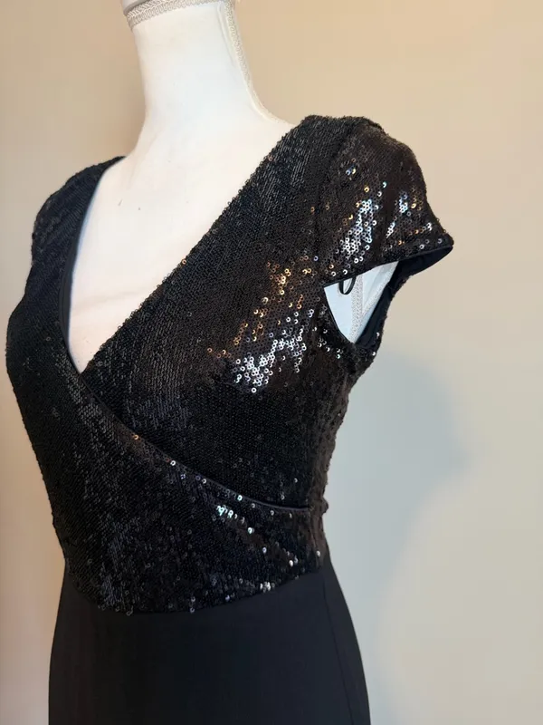 Dress the Population Jaleah Black Sequin V-Neck Midi Dress size XL NWT - Image 9