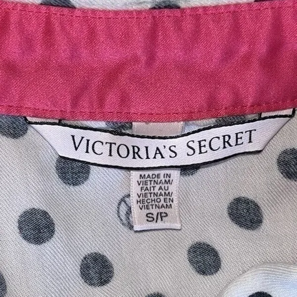 Victorias Secret Pajama Top Womens S White Black Polka Dot Sleep Shirt Y2K - Image 3