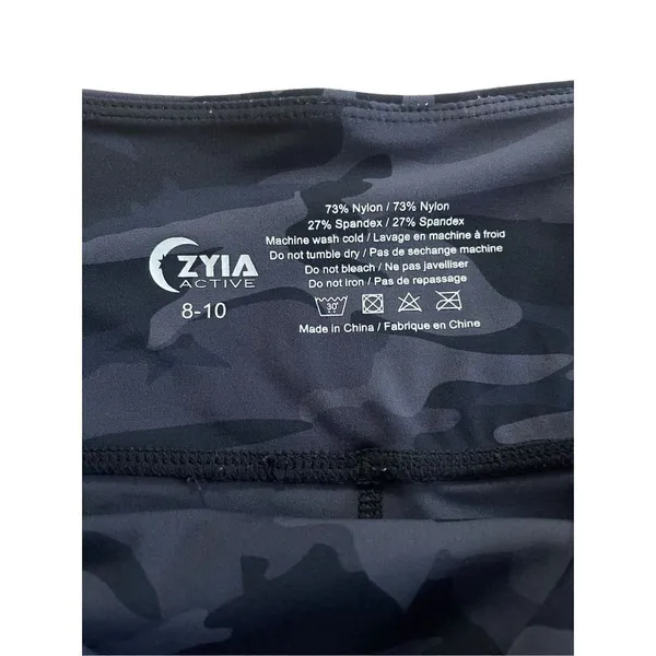 Zyia womens black gray camo 7/8 length‎ athletic leggings yoga pants sz 8-10 - Image 3