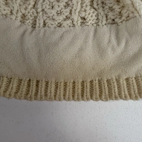 The North Face Hat Beanie‎ One Size Ivory Cable Knit Lined Wool Alpaca Blend - Image 6