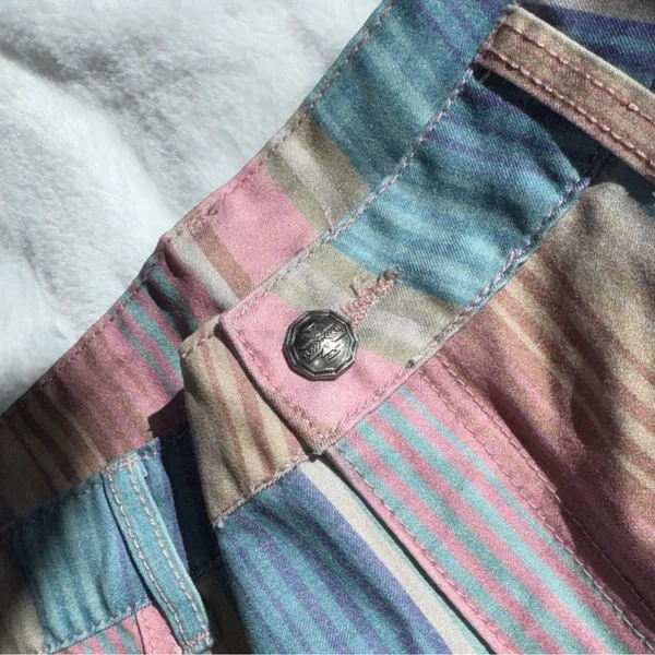 Crazy Train Pastel Serape Denim Shorts XL NWOT Boutique Western - Image 6