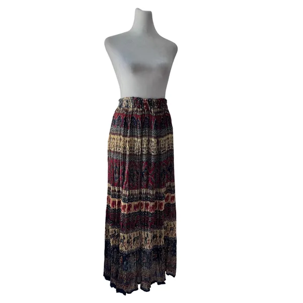 Indian Elephant + Antelope Elastic Waist Maxi Skirt - Image 5