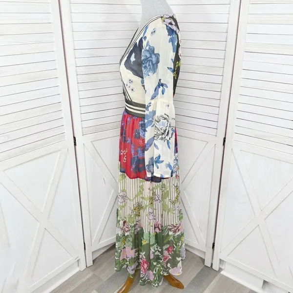 Kaktus Maxi‎ Dress Small Floral Patternblock Patchwork Tiered Cottagecore Boho - Image 2