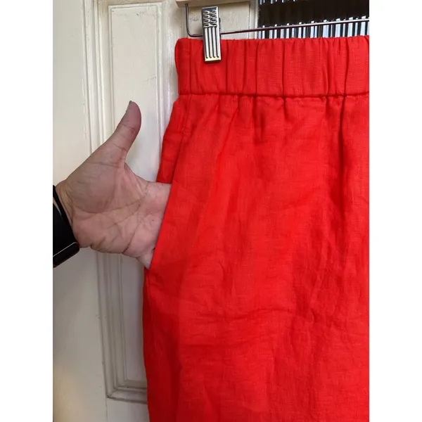J.Crew Red Orange Linen Pull On Skirt with Pockets J3480 Women Size Small NEW - Image 5