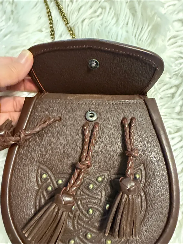 Nicoll Bros Bankfoot. Women's Brown Tassel Crossbody Bag 100% real leather - Image 8