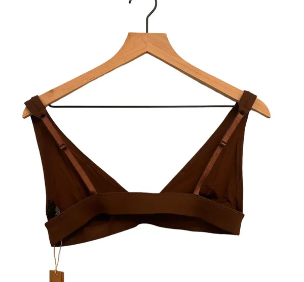 SKIMS SIGNATURE SWIM PLUNGE BIKINI TOP Large Cocoa NWT - Image 6