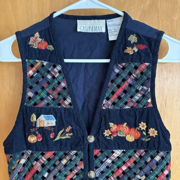 VTG Casey & Max Waistcoat Vest Womens Small Navy Fall Cardigan Style‎ India - Image 2