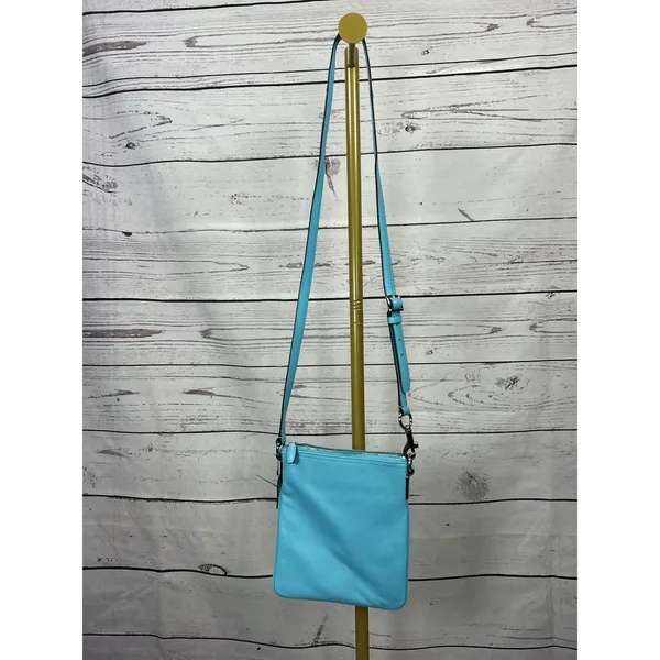 Coach Tourmaline Turquoise Teal Blue Leather Swingpack Crossbody Shoulder Bag - Image 3