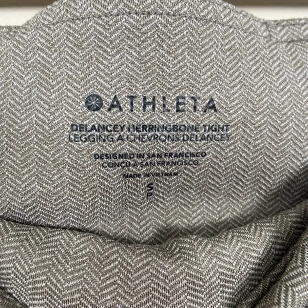 Athleta Delancy Herringbone Tight Leggings Size S Beige Pockets‎ Athletic Preppy - Image 4