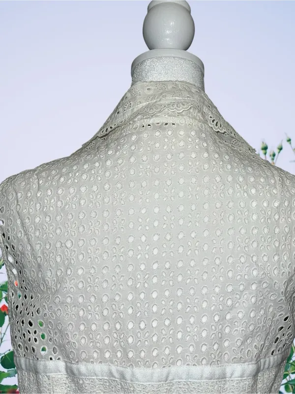 Nanette Lepore Sleeveless White Eyelet Shirt Dress - Image 14