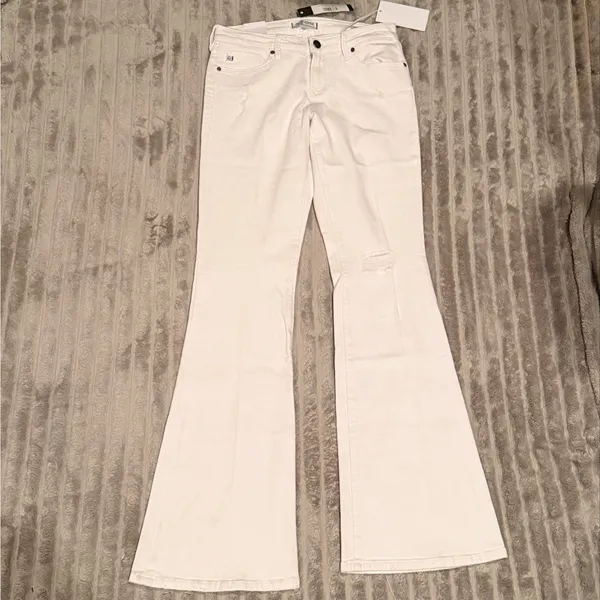 Dear John Rosie Mid Rise Flared Jeans 26 White Distressed Flare‎ Stretch NWT - Image 2
