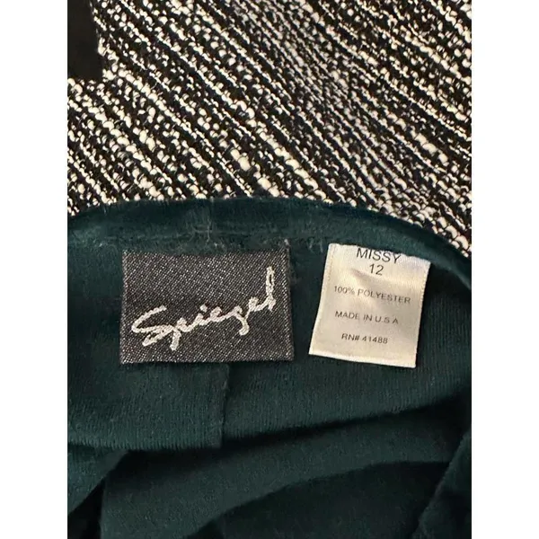 Vintage Spiegel long sleeve jewel-toned green velvet A-line dress Size 12 - Image 6