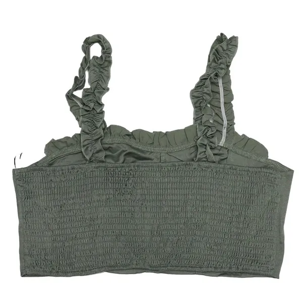Cider 2 - Bandeau Crop Smocked Top‎ Women's Size XL Green & Multi Color NWT - Image 3