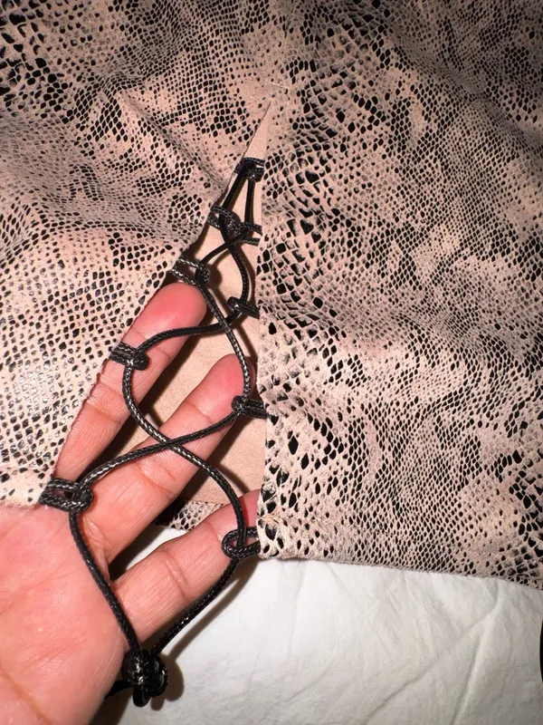Meshki Snake Print Mini Dress in Beige and Black - Image 2