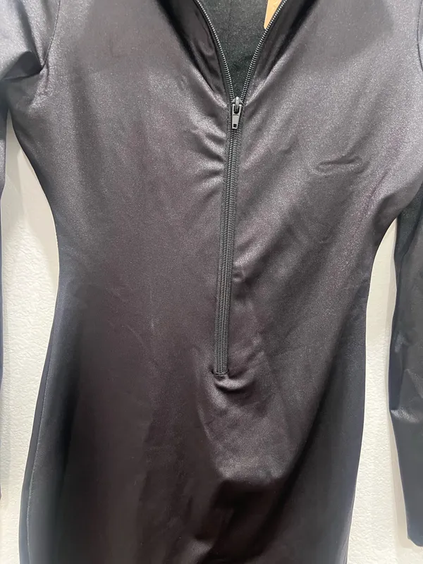 Skims Black Long-Sleeve Jumpsuit with Front Zip Size L - Image 4