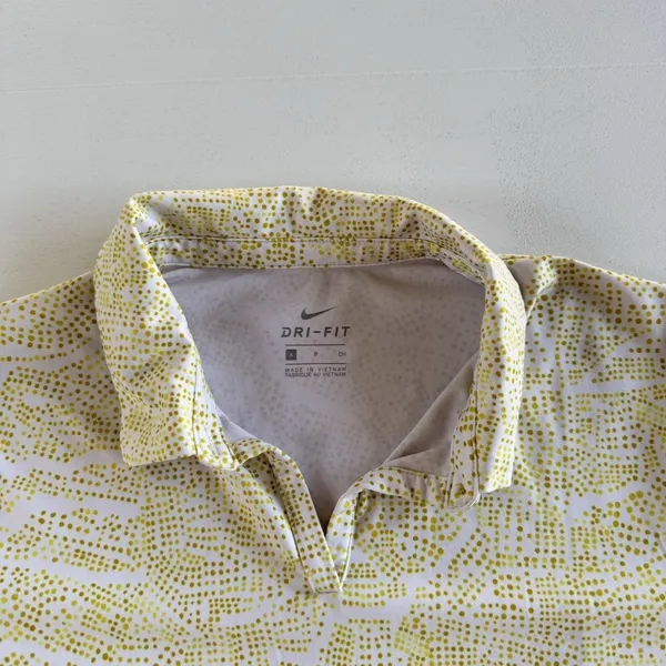Nike Womens Size Small Golf Dri-FIT UV Protection Printed Yellow Polo - Image 2