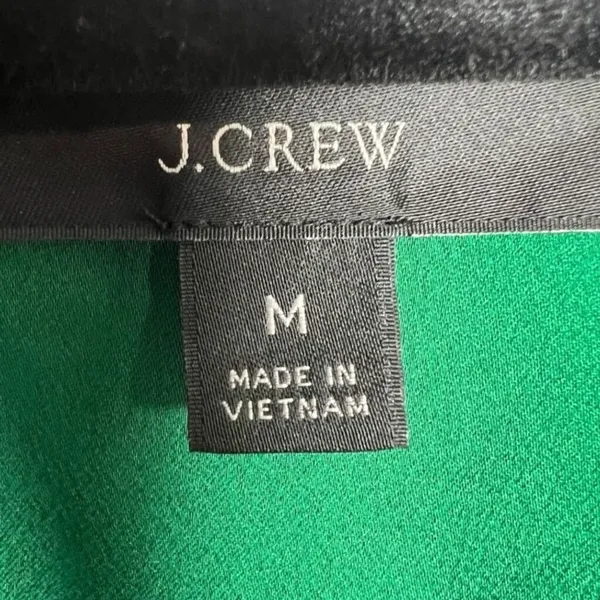 J.Crew Womens Green Keyhole‎ Balloon Sleeve Blouse Top Medium Solid Long Sleeve - Image 3