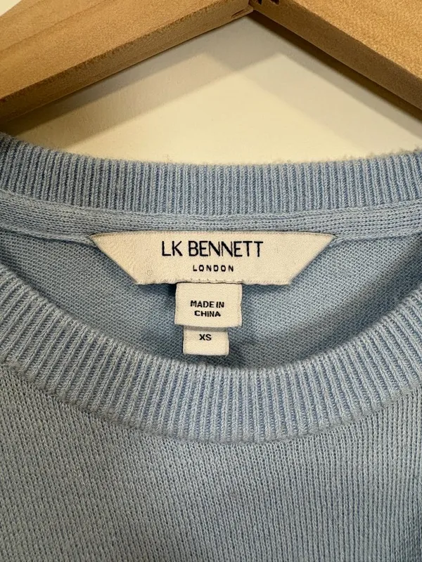 🌟 Lk Bennett 🌟 Dora Crew Neck Merino Wool Cotton Blend Sweater Blue Xs - Image 5