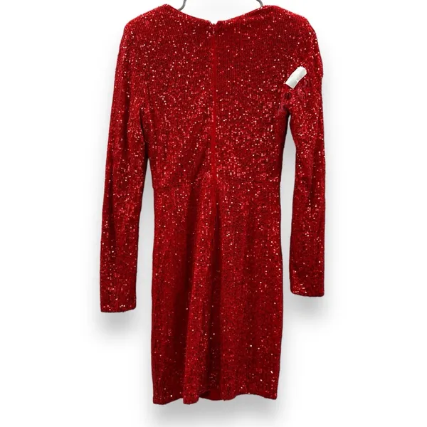 RTR One33 Social Red Sequin Drape Long‎ Sleeve Sheath Mini Dress Sz 4 - Image 6