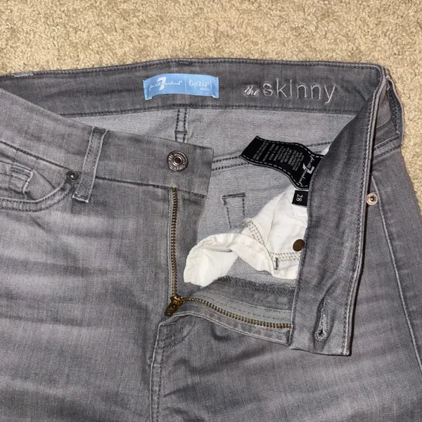 7 For All Mankind The Skinny Jeans Gray Wash Denim‎ Modern Style Size 28 - Image 6