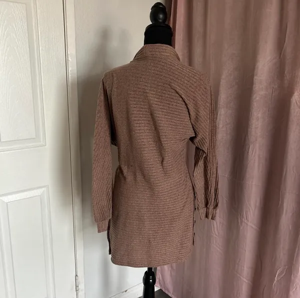 Chocolate USA Brown oversized cardigan with pockets - Image 3