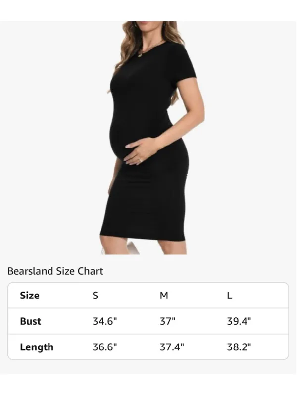 NEW Black Short Sleeve Maternity Dress Ruched Pregnancy S - Image 3