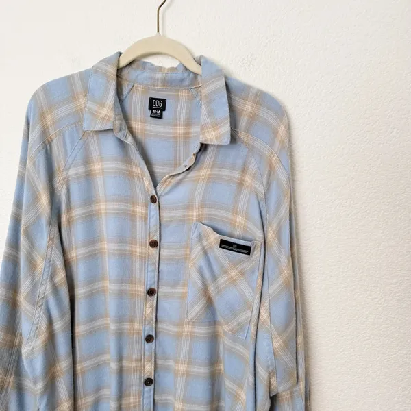 [Urban Outfitters] BDG Brendan Oversized Blue Flannel Plaid Shirt Size Medium M - Image 8