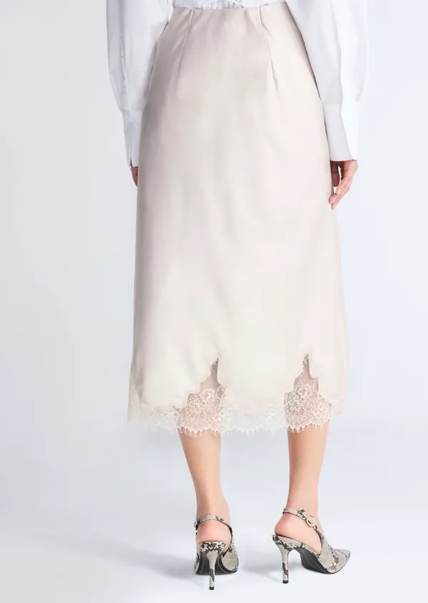Lace trim midi skirt Tan Size XXL - Image 2