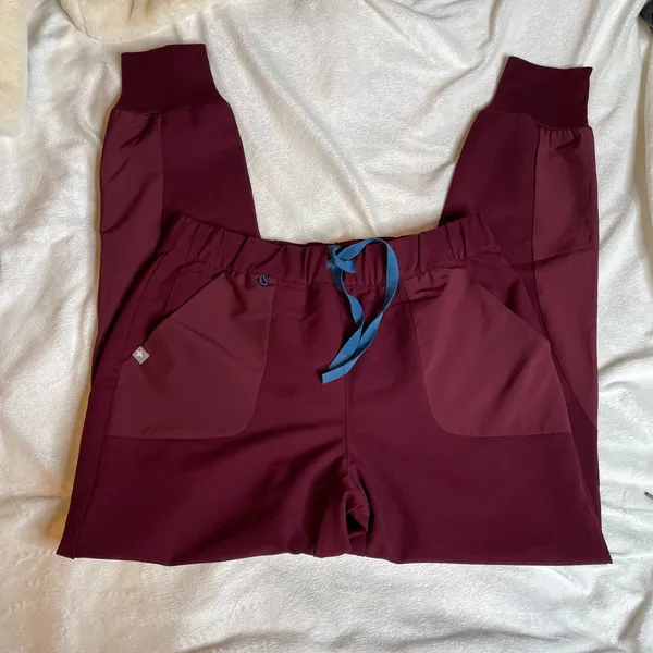 FIGS Disney XS Zamora Jogger Scrub Pants Burgundy Mickey Mouse Maroon CNA RN VET - Image 4