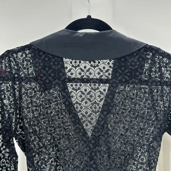 Maeve For Anthropologie Black Lace Button Down Blouse sexy grunge goth size XS - Image 9
