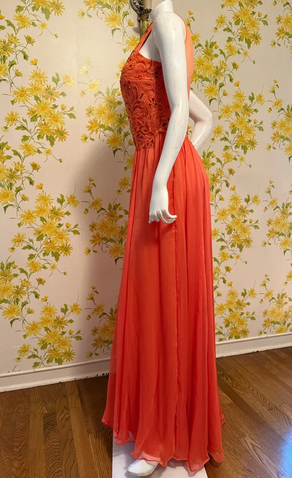 Illusion back prom evening gown size M Orange Size M - Image 11