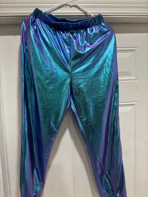 Allegra K Metallic Holographic Jogger Pants – Wome - Image 2