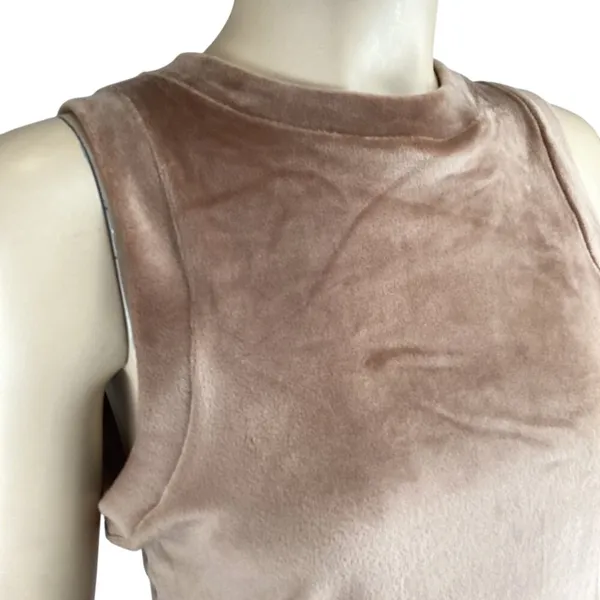 Skims‎ Velour Tank Top Size Large Velvet Sleeveless Cropped Brown Tan Stretch - Image 6