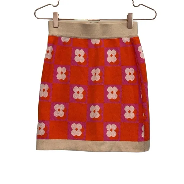 Flower Market Knit Mini Skirt - Orange Mod Floral × PepperMayo - Image 3