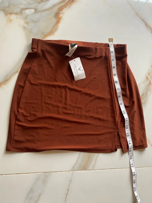 Windsor Rust Mini Skirt with Front Notch  - Image 8