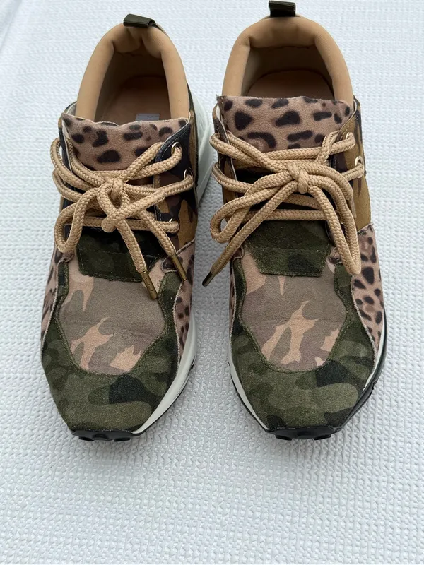 Steve Madden Cliff Sneakers Women 7 Camo Leopard Platform Lace Up Chunky Shoes - Image 5