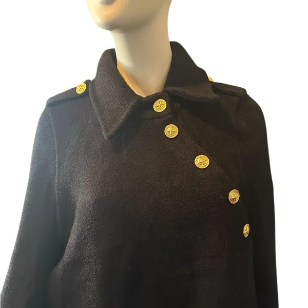 Commense Cape Coat with Gold Buttons Black Medium NWT IN PACKAGE - Image 2