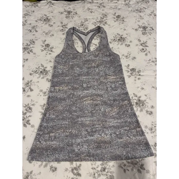 Lululemon Cool Racerback Tank Top Gray White Speckle Activewear See Pics - Image 2
