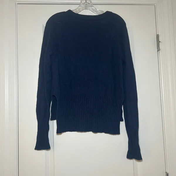 Daily Ritual Navy Blue Ribbed Lambswool Cashmere Blend Step Hem Sweater Womens M - Image 6