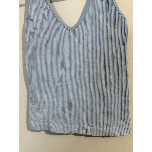 Aura Ribbed Stretch‎ XL/XXL Cropped Tank Top for Yoga Workout Blue - Image 2