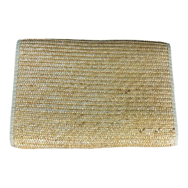 Vintage Straw Woven Clutch Handbag Natural Tan Summer Beach Envelope Bag Toggle - Image 3