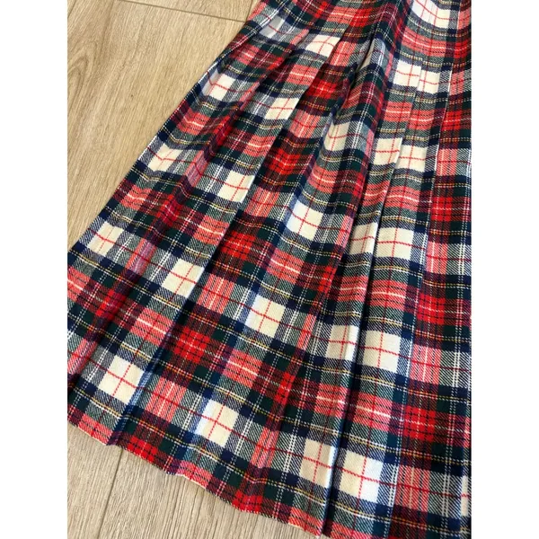 Vintage Young Pendleton Wool Wrap Kilt Skirt Red Navy Plaid Pleated Midi USA 8 - Image 7