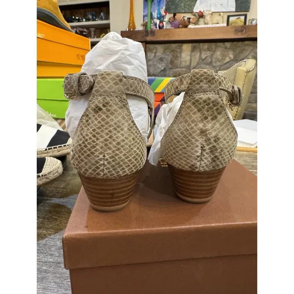 COACH Ingrid Natural Snake Print Leather Thong Wedge Sandals Women's Size 8.5! - Image 6