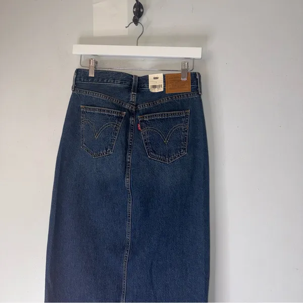 NWT Levi’s Front‎ Slit Maxi Denim Skirt Size 24 Preppy - Image 2