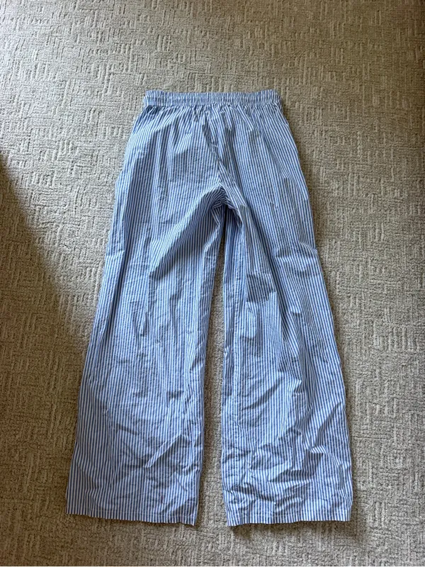 Edikted Blue and White Pinstripe Wide-Leg Pants - Image 4